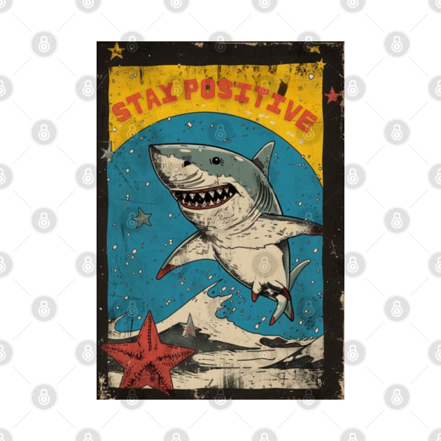 STAY POSITIVE!!! Shark attack, retro style by Pattyld