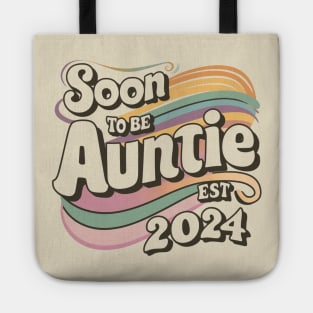 Soon To Be Auntie Est 2024 Retro Vintage Tote