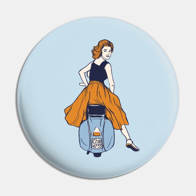 Italian girl on Vespa Piaggio Pin by frankymonty