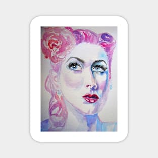 Woman Watercolor Painting - Retro Magnet