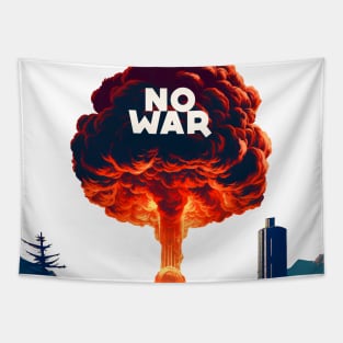 No War: World Peace Please on a light (Knocked out) background Tapestry