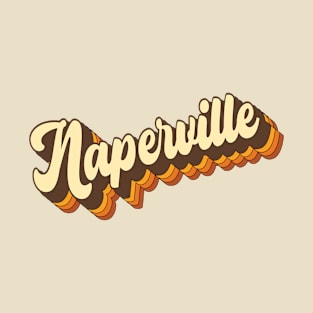 Retro Vintage 70s Groovy 3D Lettering Naperville T-Shirt