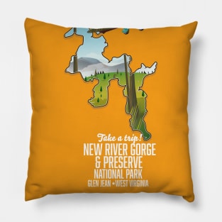 New River Gorge National Park and Preserve Travel poster Pillow