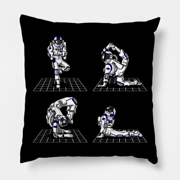 Space Astronaut Yoga Poses Pillow by underheaven