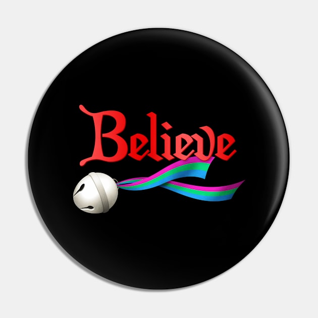 Believe Polysexual Pride Jingle Bell Pin by wheedesign