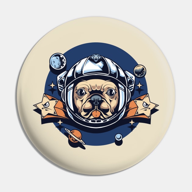 astronaut pug Pin by Mako Design 