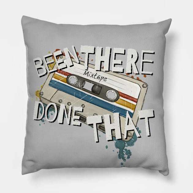 Been There Done That Retro 90s Cassette Mixtape Pillow by SkizzenMonster