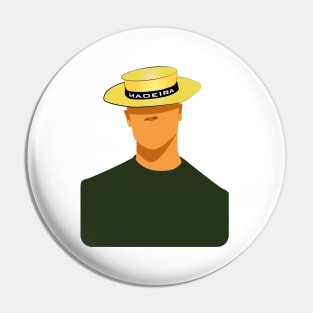 Madeira Island male no face illustration using the traditional straw hat Pin