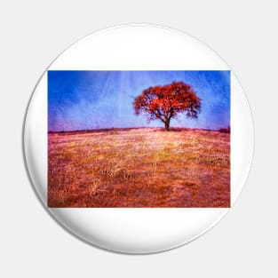 Solitude Red Tree Landscape Pin