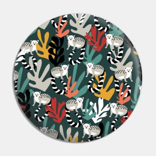 Cute Lemur and Tropical Leaves Pattern Pin