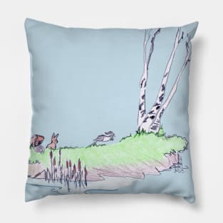 Fritter's Spring: Misty Morning Mound Island Lispe Pillow