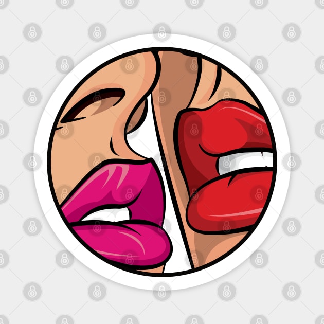 Ruby Red Lipstick Kiss Pop Art Magnet by Hixon House