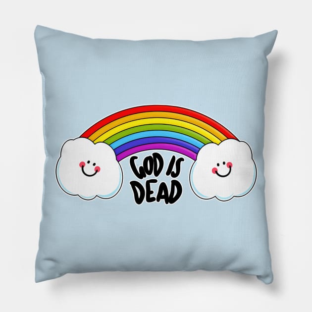 God Is Dead - Rainbow Nihilist Design Pillow by DankFutura