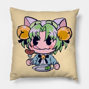 I draw that funny picture of dejiko eating sausage / di gi charat Pillow