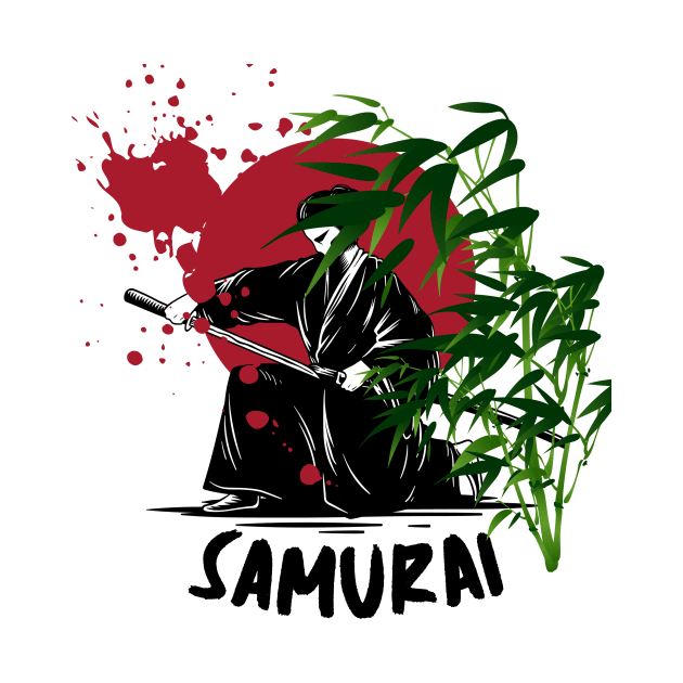 Japanese samurai T-Shirt by Melchi