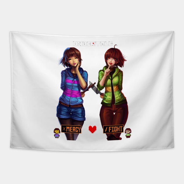 Undertale Frisk and Chara Tapestry by PuddingzZ