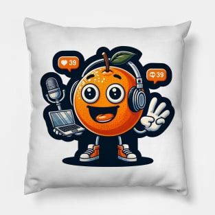 podcaster orange Pillow