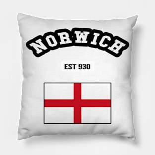 👑 Norwich England Strong, Flag of England, Est 930, City Pride Pillow