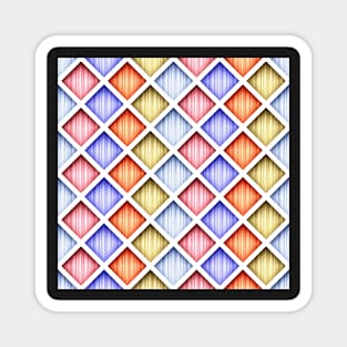 3d Geometric Pattern, Rhombic  Motif, Rainbow Coloring Magnet