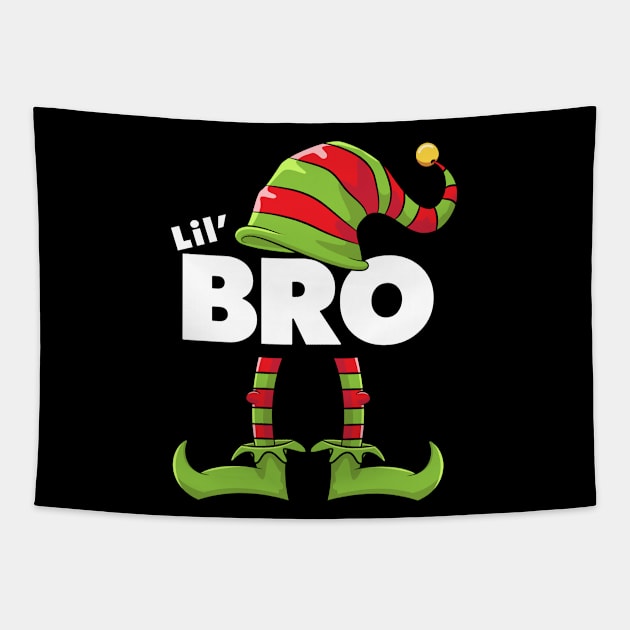 Lil' Bro Elf Funny Matching Christmas Costume Family Tapestry by teeleoshirts