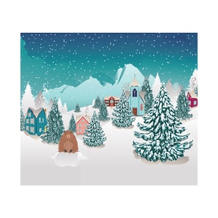 Winter village and groundhog T-Shirt