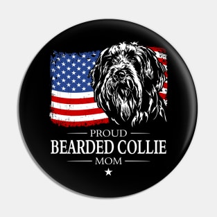 Proud Bearded Collie Mom American Flag patriotic gift dog Pin