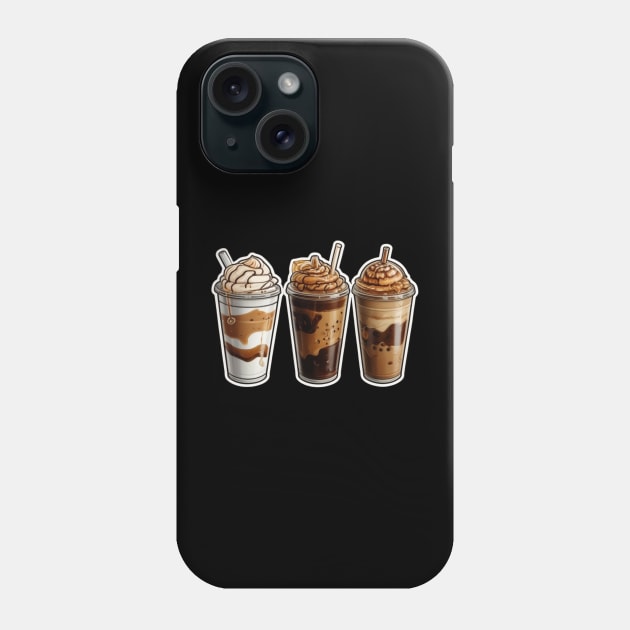 Ice Coffee Pattern Brown White Vintage Cup Phone Case by Flowering Away