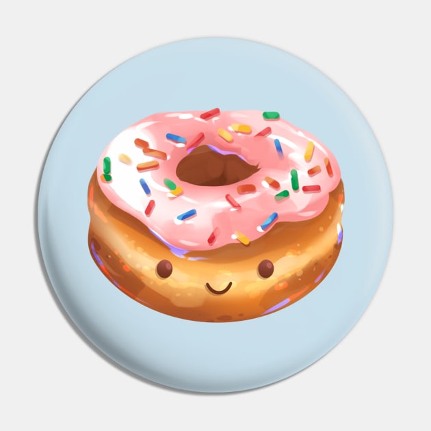 Happy Strawberry Frosted Donut Pin by Claire Lin