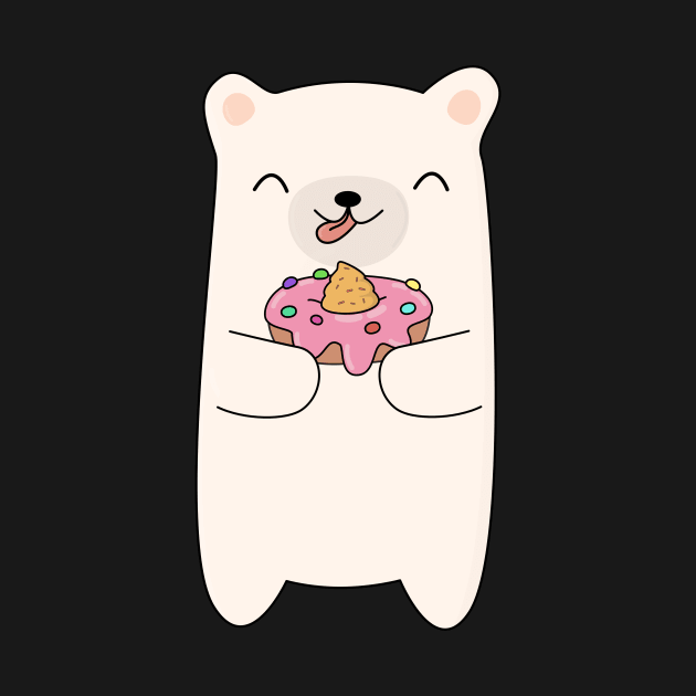 Cute Polar Bear Eating A Donut T-Shirt by happinessinatee