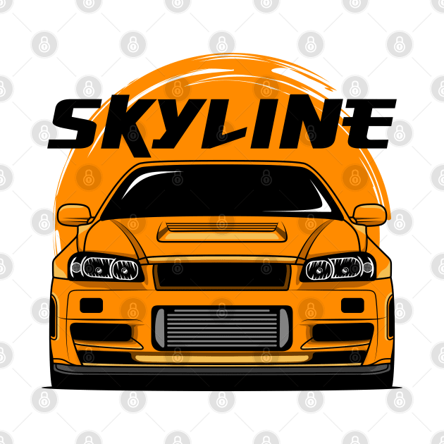 Orange Skyline R34 by GoldenTuners