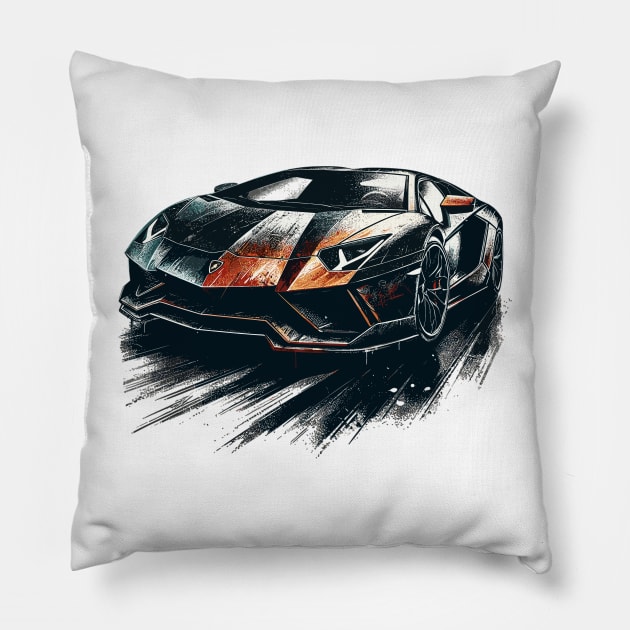 Lamborghini aventador Pillow by Vehicles-Art