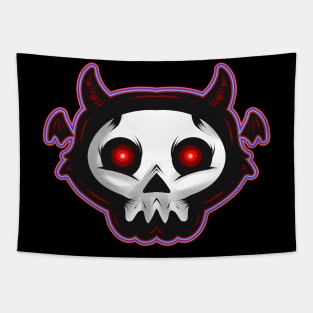 Cute Kawaii Flying Monster Skull Paint Face Wings Halloween Tapestry