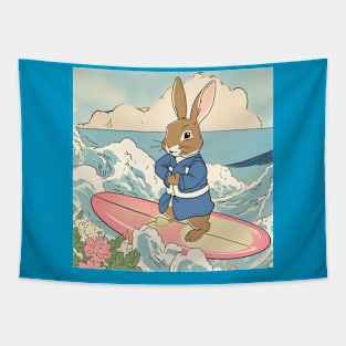 Funny Surfer Doing Surf Tricks on Surfboard Best Summer Surf Beach Guy Tapestry