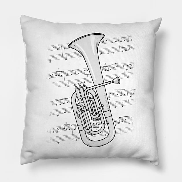 Tenor Horn Player Hornist Brass Musician Pillow by doodlerob