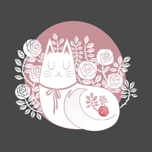 Content cat in pink T-Shirt