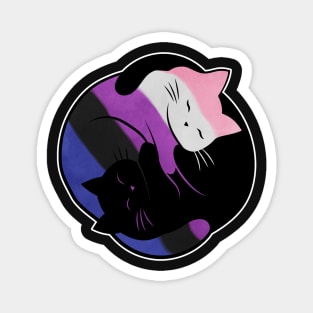 Genderfluid Yin Yang Cat Magnet