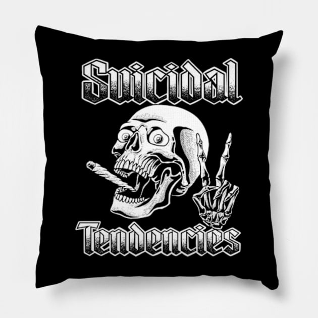 Suicidal Tendencies Punk Flyer Skull Design Pillow by BlockersPixel