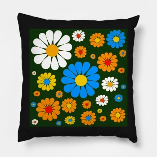 retro sixties flower power pattern Pillow