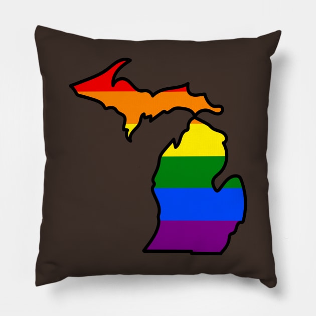 Michigan Gay Pride Flag Pillow by Jessimk