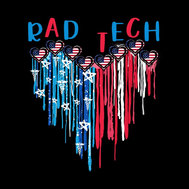 Rad Tech American Flag Melting Heart 4th Of July by Marcelo Nimtz