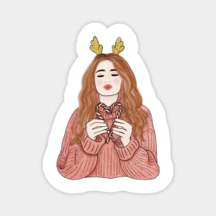 Reindeer girl Magnet