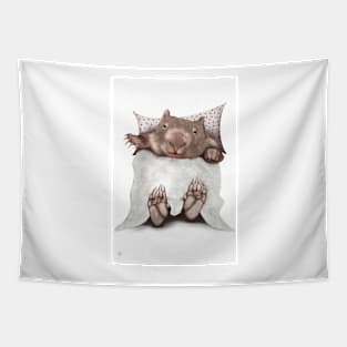 Wombat in Bed Tapestry