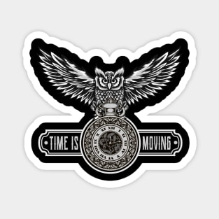 Owl with Watch Time Is Moving Steampunk Design Magnet