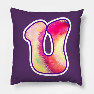 Letter U Hippie Tie Dye Pillow