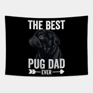 Best Pug Dad Ever Fathers Day Black Pug Tapestry