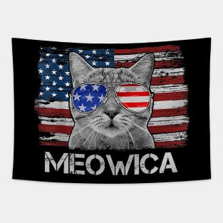 Cat 4th Of July Meowica Girls Boys American Flag Sunglasses Tapestry