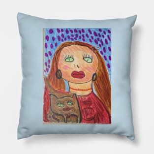 Red headed diva in red Pillow