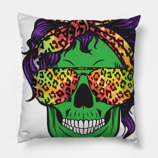 Mom of Monsters, Halloween Mom Life Skull Cheetah Tie Dye Pillow