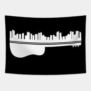 Guitar Cityscape Tapestry