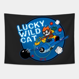 USN VF-3 Lucky Wild Cat - Grumman F4F Wildcat - Clean Style Tapestry